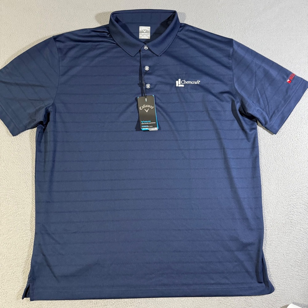 Callaway Opti-Dri Golf Polo‎ Shirt XXL Blue Chemcraft Wilsonart Stripe Casual